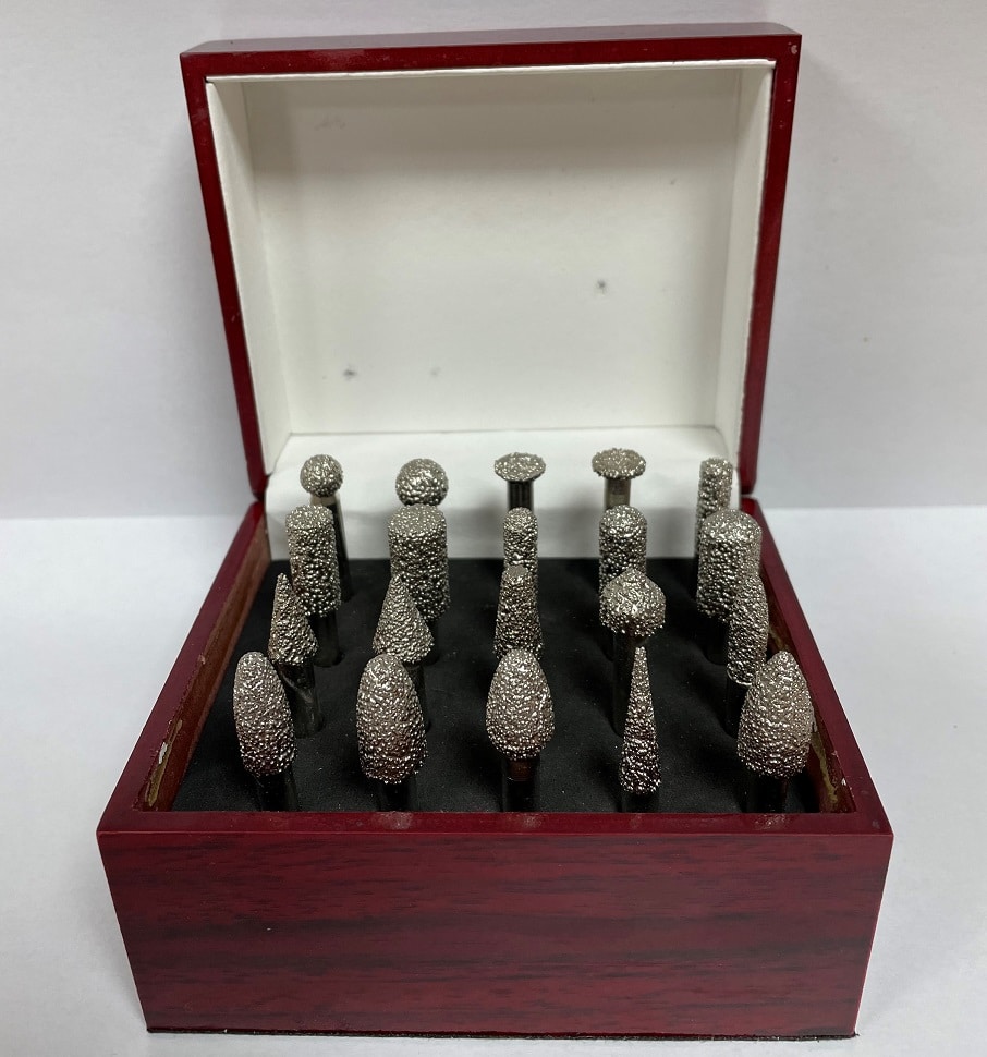 ATS Diamond Tools Vacuum Brazed Diamond Burr Set with 6mm shank