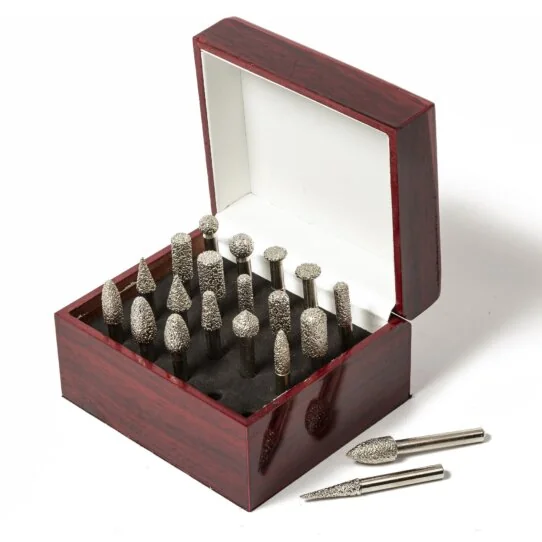 ATS Diamond Tools Vacuum Brazed Diamond Burr Set with 6mm shank, ideal for stone grinding and profiling