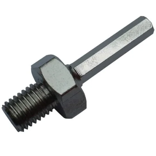 M14 to hex adapter for fitting polishing pad backers into a drill chuck