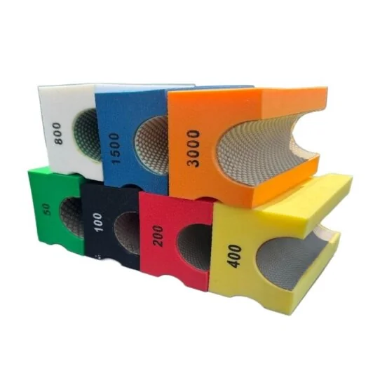 ATS Diamond Tools Full Bullnose Diamond Hand Pads for stone polishing in 20mm & 30mm, set of 7 grits
